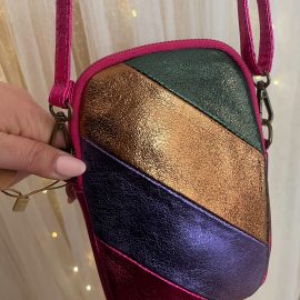 BOLSO GUARDAMOVIL DE RAYAS METALIZADO 