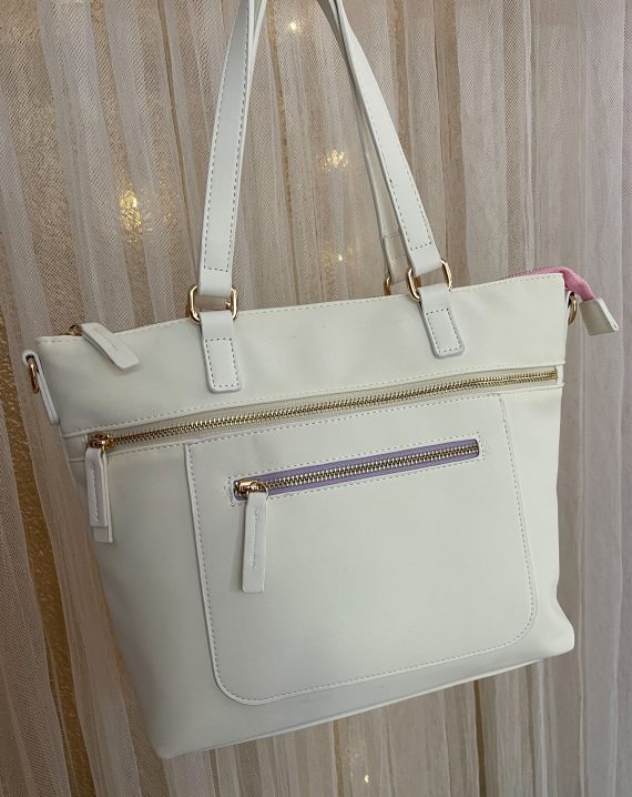 BOLSO BLANCO CON CREMALLERAS DE COLORES