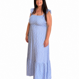 vestido vichy azul talla unica